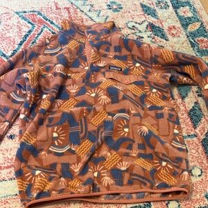 Patagonia Men's Geometric Fleece Sweater - Brown and Blue